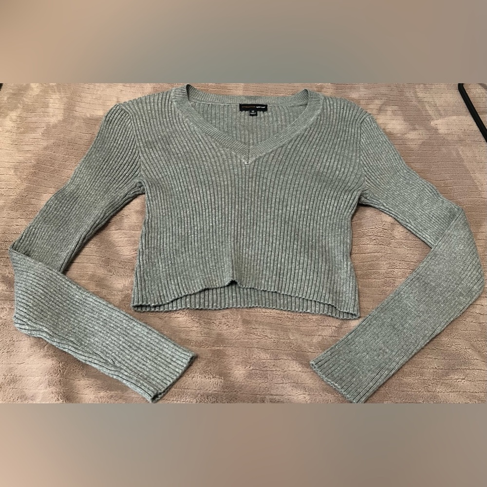 Gray long sleeved cropped sweater